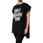 Dolce & Gabbana Black Cotton Sleeveless DG Fashion Top