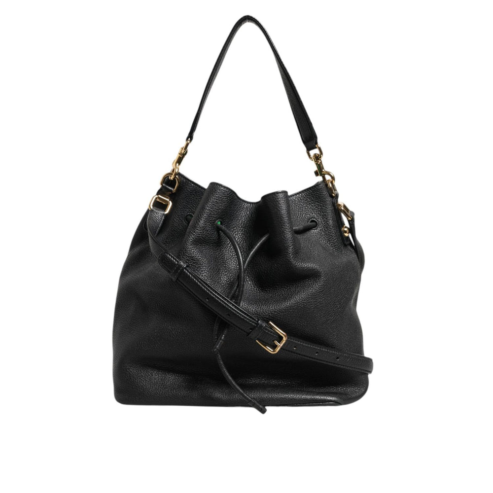 Dolce & Gabbana Black Leather Shoulder Crossbody Bucket Women Borse Bag