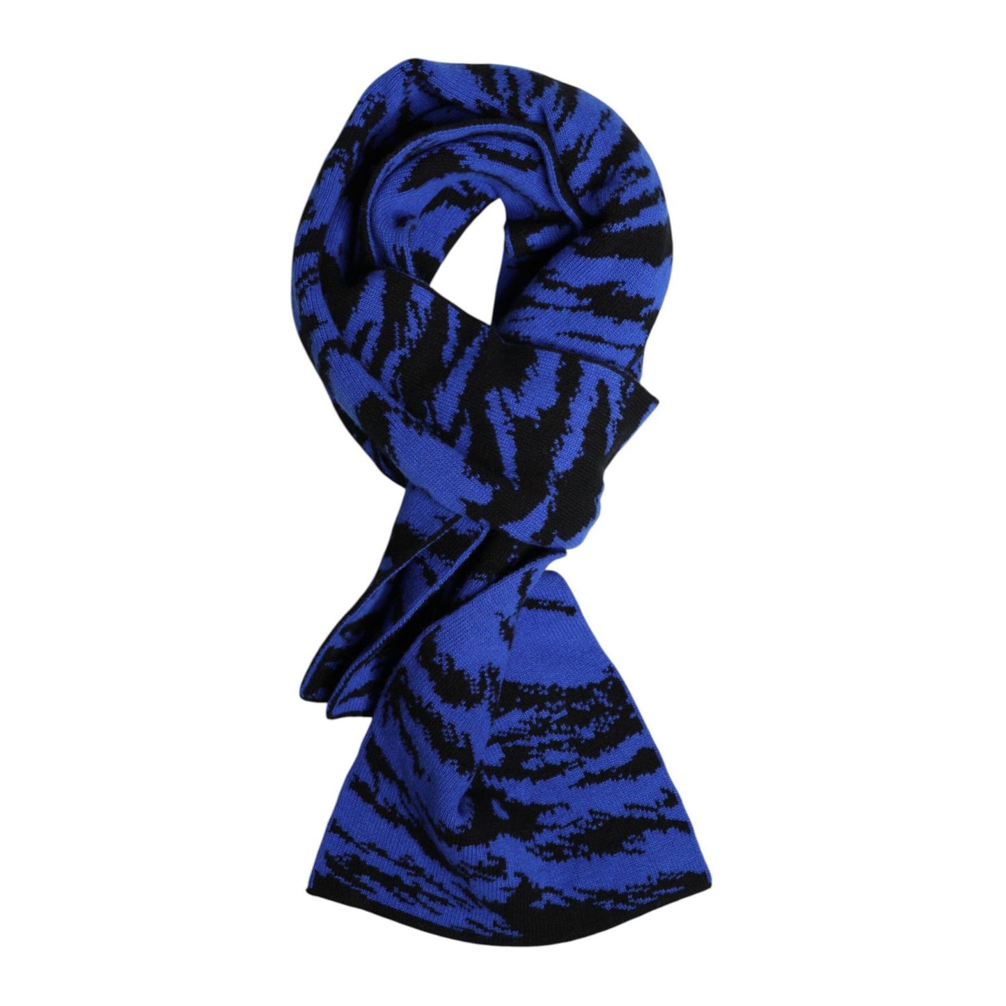 Dolce & Gabbana Blue Black Logo Neck Warmer Wrap Shawl Scarf