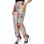 Dolce & Gabbana Beige Floral Jacquard High Waist Tapered Pants PAN74586-46