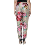 Dolce & Gabbana Beige Floral Jacquard High Waist Tapered Pants PAN74586-46