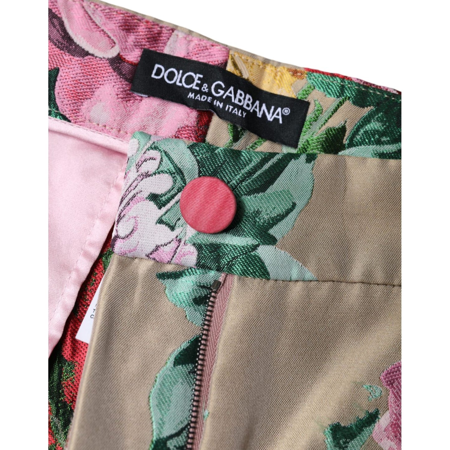 Dolce & Gabbana Beige Floral Jacquard High Waist Tapered Pants PAN74586-46
