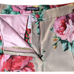 Dolce & Gabbana Beige Floral Jacquard High Waist Tapered Pants PAN74586-46