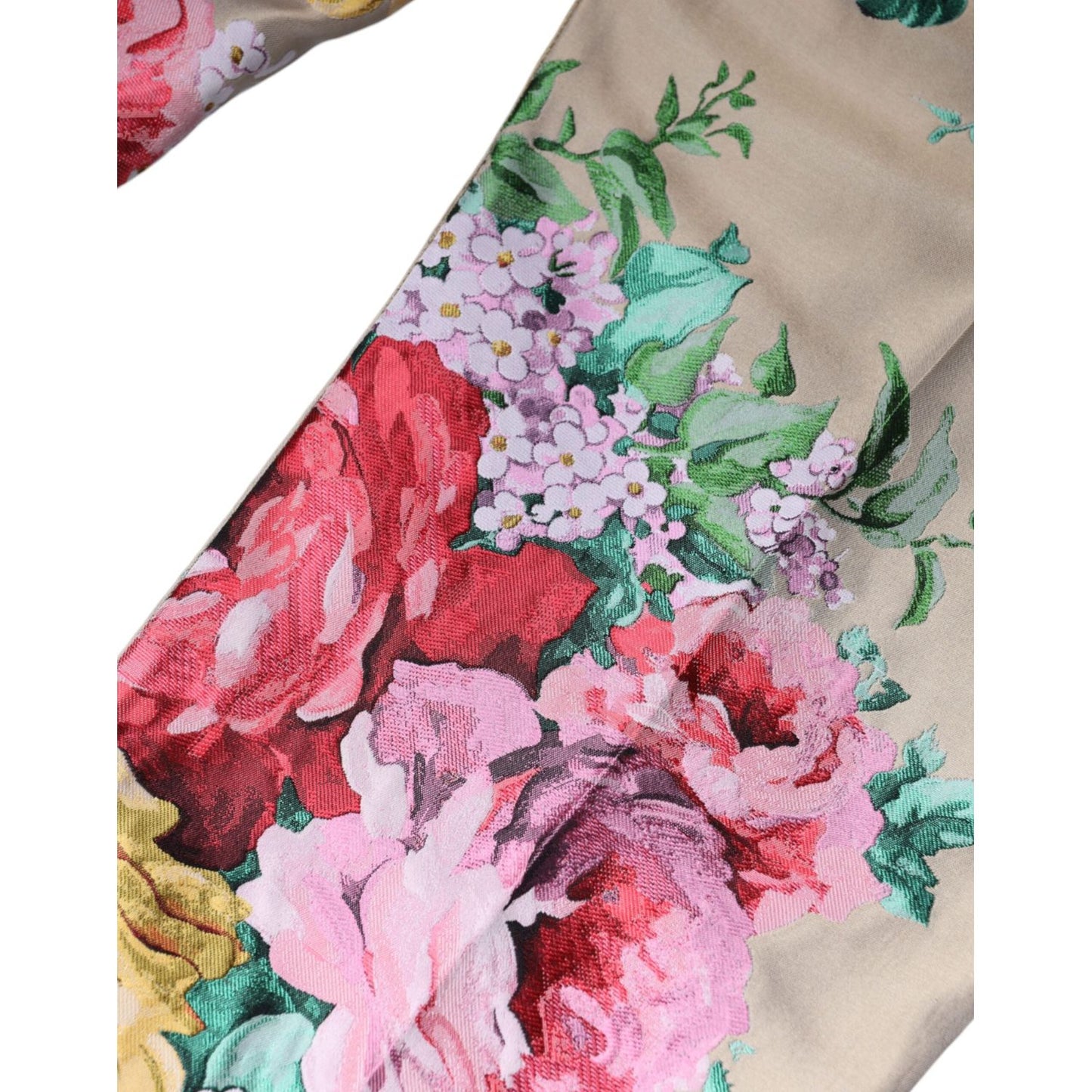 Dolce & Gabbana Beige Floral Jacquard High Waist Tapered Pants PAN74586-46