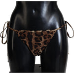 Dolce & Gabbana Brown Leopard Print Swimsuit Swimwear Bikini Bottom BIK1641-4