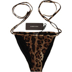 Dolce & Gabbana Brown Leopard Print Swimsuit Swimwear Bikini Bottom BIK1641-4