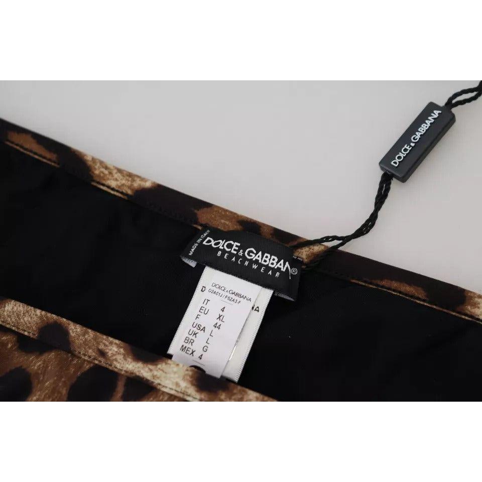 Dolce & Gabbana Brown Leopard Print Swimsuit Swimwear Bikini Bottom BIK1641-4