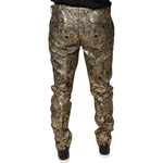 Dolce & Gabbana Gold Floral Jacquard Men Dress Pants PAN75361-52