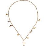 Dolce & Gabbana Gold Tone Brass Chain Religious Cross Pendant Necklace SMY10390