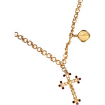 Dolce & Gabbana Gold Tone Brass Chain Religious Cross Pendant Necklace SMY10390