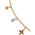Dolce & Gabbana Gold Tone Brass Chain Religious Cross Pendant Necklace SMY10390