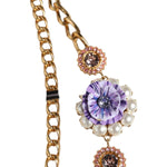 Dolce & Gabbana Gold Tone Floral Crystals Embellished Layered Necklace SMY10392