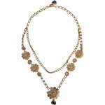 Dolce & Gabbana Gold Tone Floral Crystals Embellished Layered Necklace SMY10392