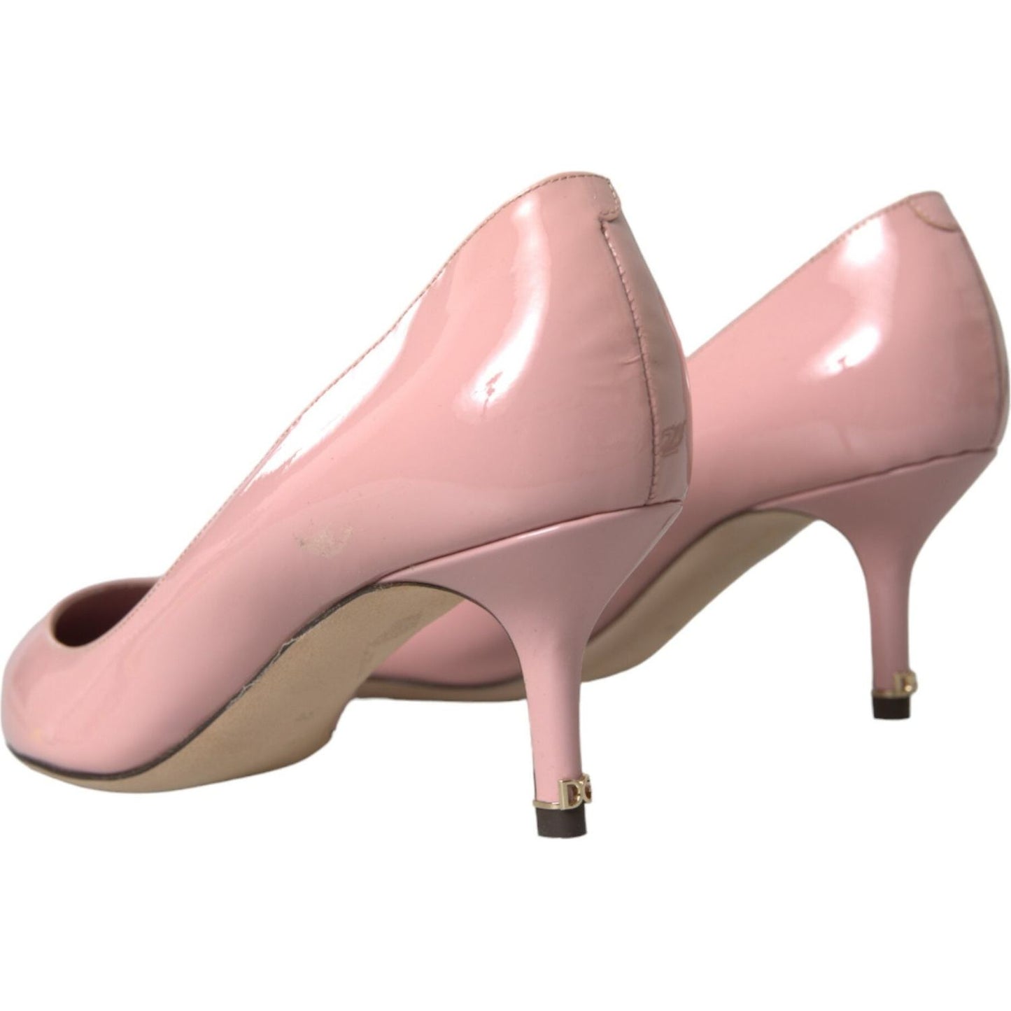 Dolce & Gabbana Light Pink Patent Leather Heels Pumps Shoes LA10754-35