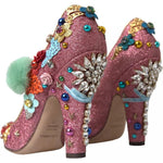 Dolce & Gabbana Pink Embellished Fur Mary Jane Pumps Shoes LA10945-39