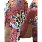 Dolce & Gabbana Pink Embellished Fur Mary Jane Pumps Shoes LA10945-39
