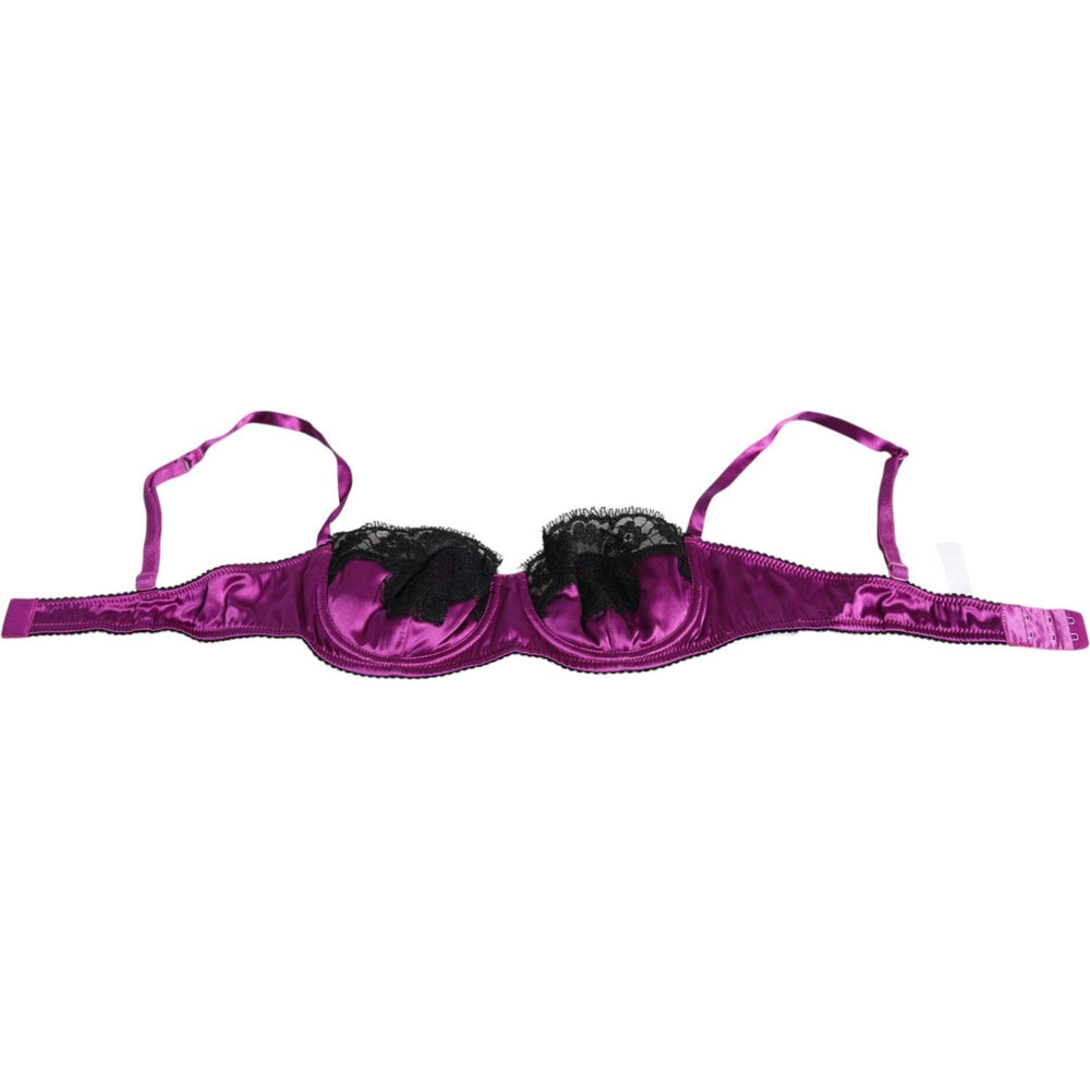 Dolce & Gabbana Purple Silk Underwired Balconette Bra Underwear BIK240-1