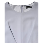 Dolce & Gabbana Light Blue Viscose Blend Floral Applique Dress with round neckline and silk lining, elegant formal wear.