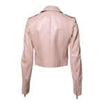 Dolce & Gabbana Light Pink Collar Leather Women Biker Jacket