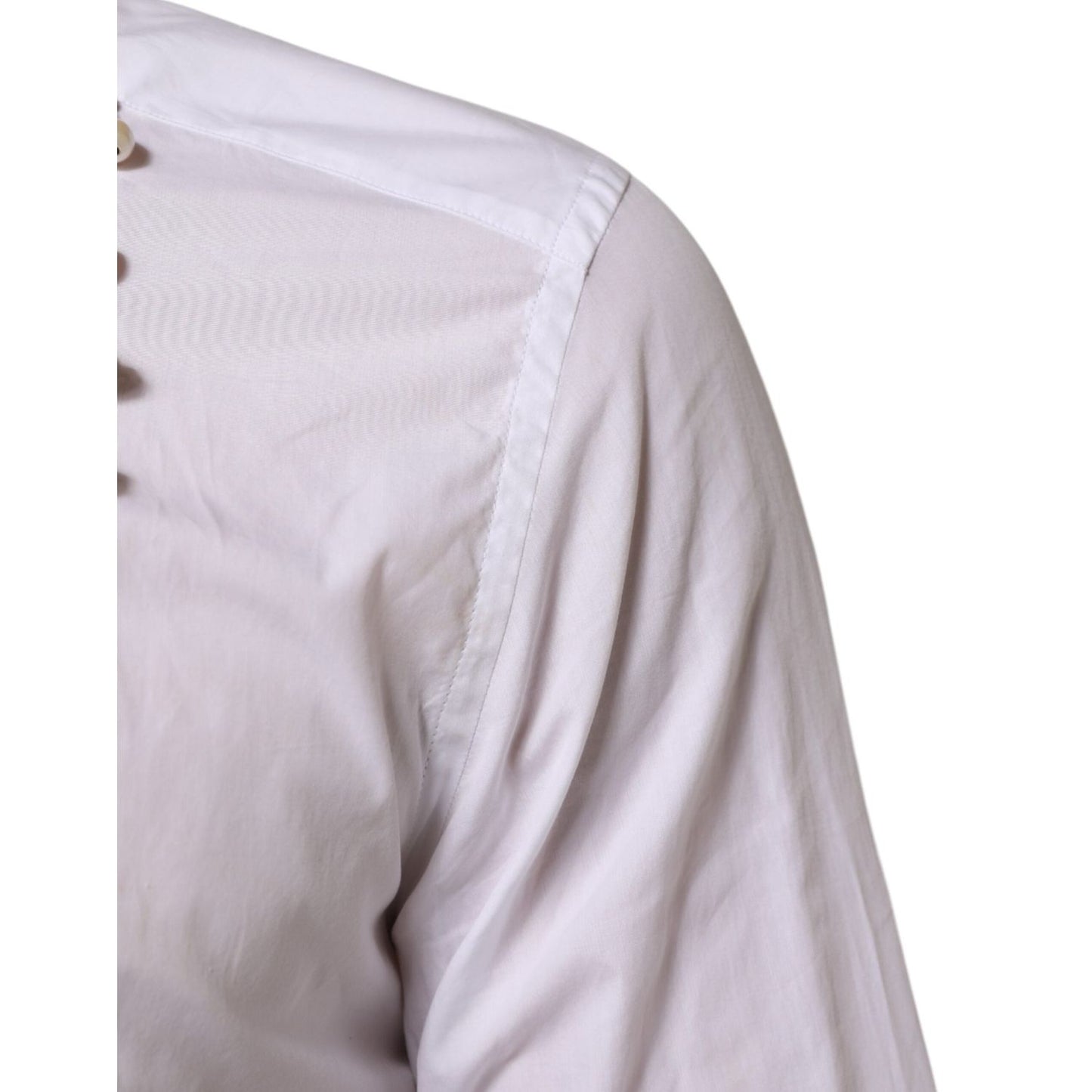 Dolce & Gabbana White Cotton DG Logo Pearl Chain Formal Shirt TSH90812-39