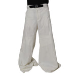 Dolce & Gabbana White Mid Waist Wide Leg Pants, 100% polyester, regular fit, zipper and button closure, designed in Italy for high craftsmanship.