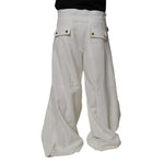 Dolce & Gabbana White Mid Waist Wide Leg Pants with zipper and button closure, 100% polyester, made in Italy.