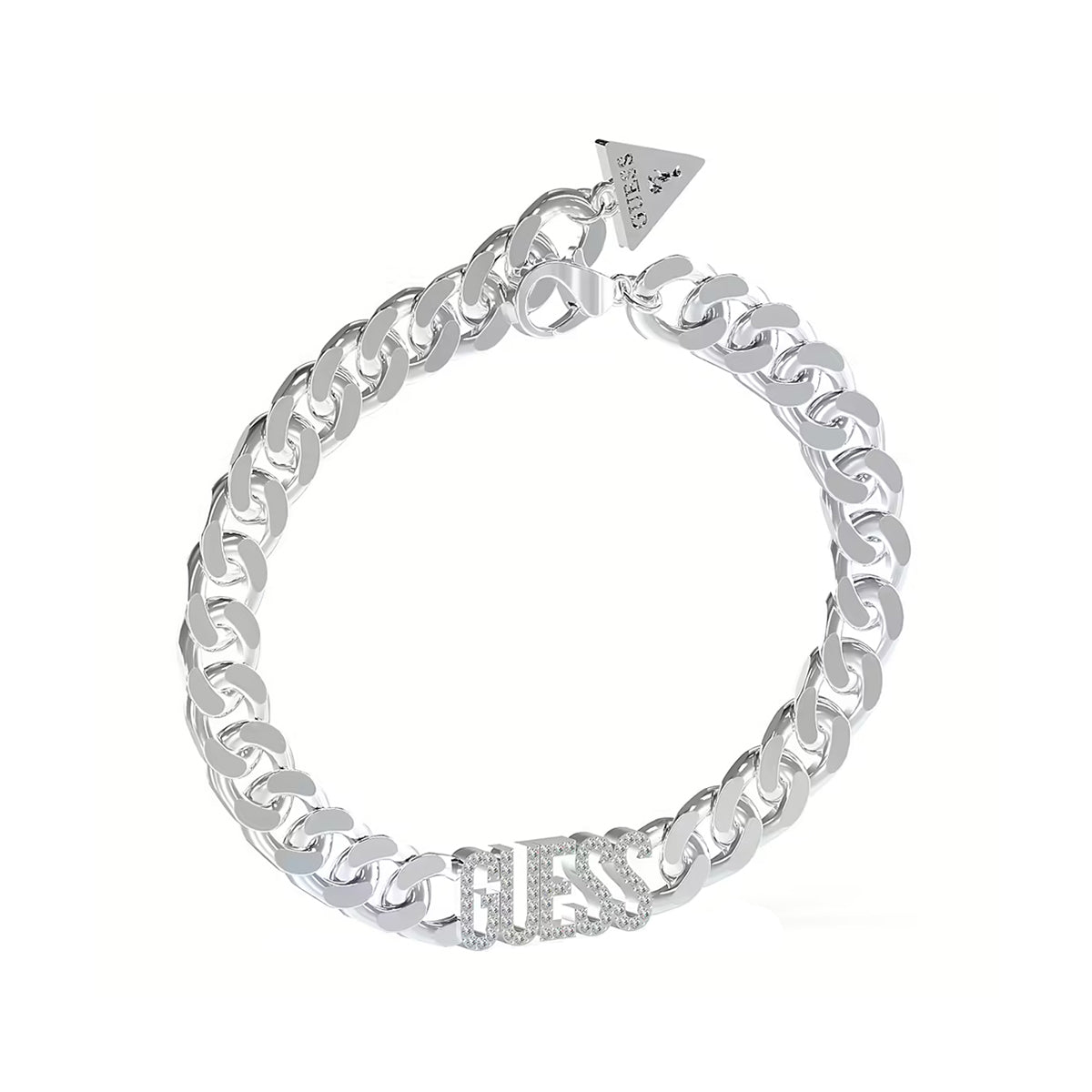 GUESS JEWELS JEWELRY Mod. JUBB04222JWRHL silver bracelet with logo charm