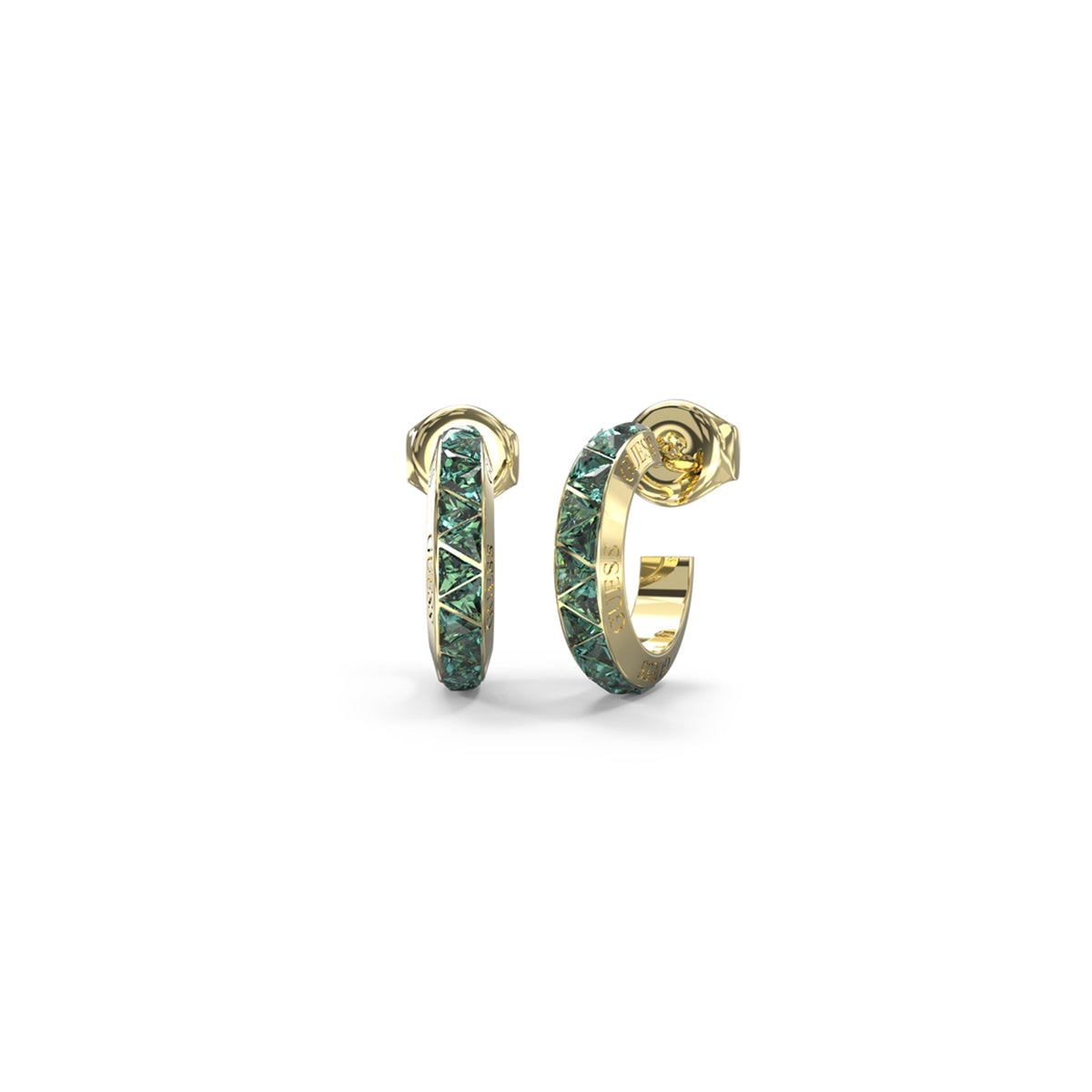 GUESS JEWELS JEWELRY Mod. JUBE04574JWYGEMT-U green gemstone hoop earrings