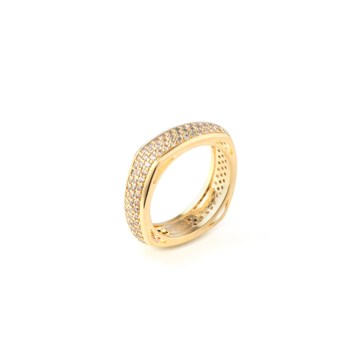 GUESS JEWELS JEWELRY Mod. JUBR04675JWYG56 gold ring with sparkling stones.