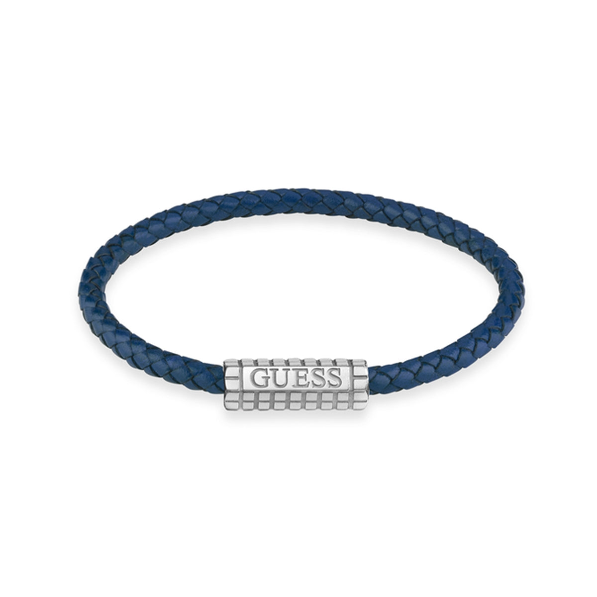 GUESS JEWELS JEWELRY Mod. JUMB05035JWSTJBS blue braided bracelet with silver clasp