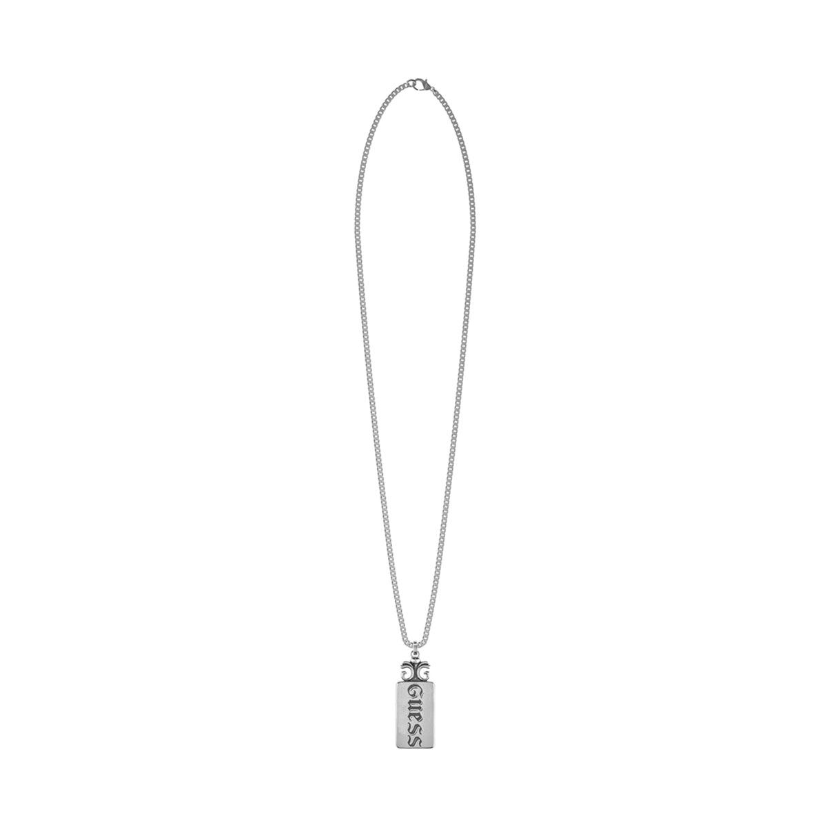 GUESS JEWELS JEWELRY Mod. JUMN05056JWAST-U silver necklace with logo pendant.