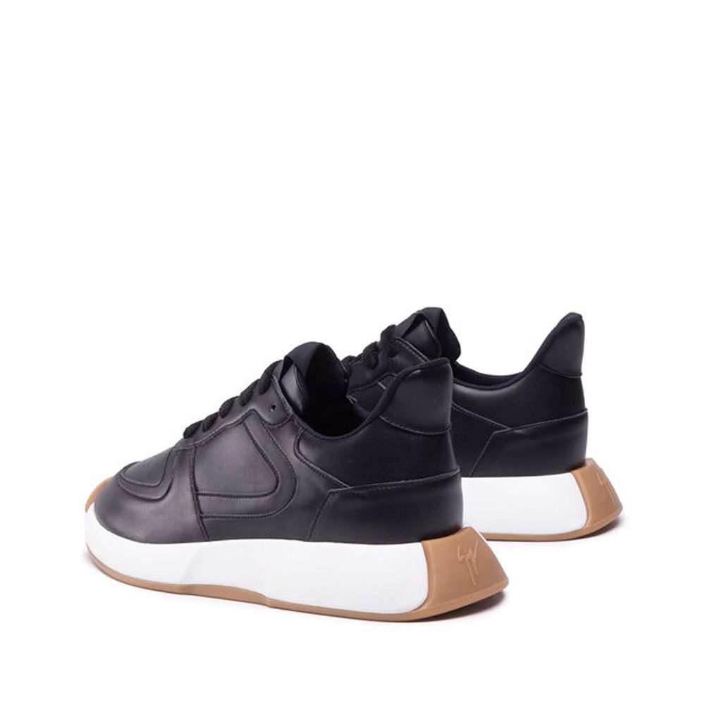 Giuseppe Zanotti Leather Sneakers with round toe and back logo detail, made in Italy for men. Composition: 100% calf leather and rubber sole.