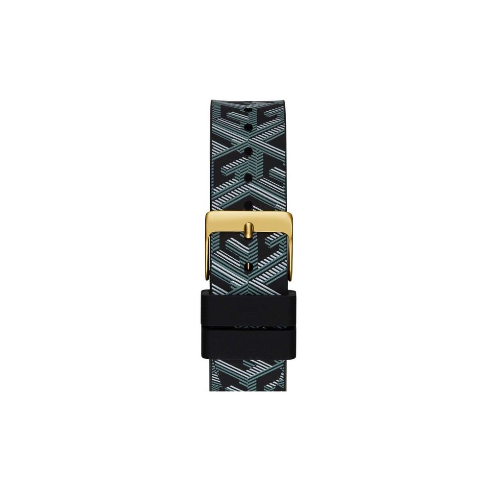 Designer patterned watch strap with gold buckle and geometric design, suitable for stylish timepieces and fashion-forward accessories.