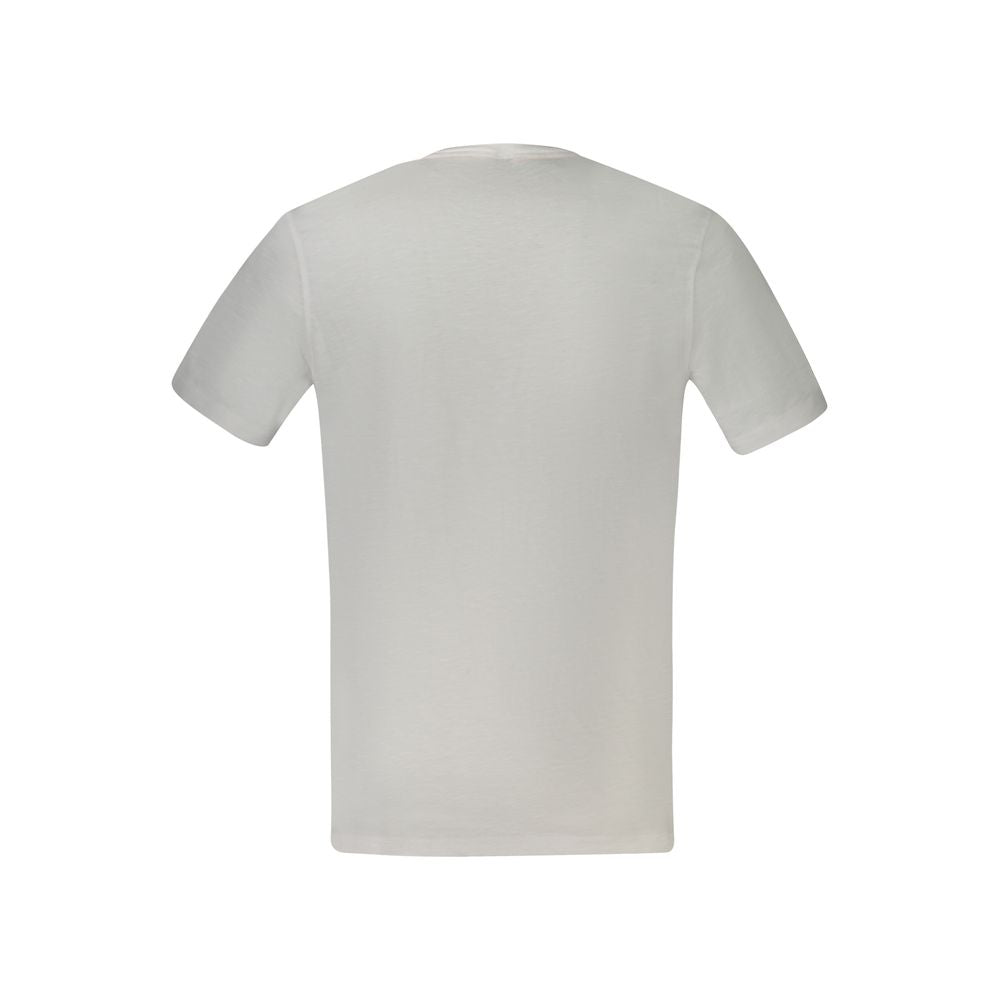 Back view of Hugo Boss White Cotton T-Shirt, short sleeve crew neck with logo print.