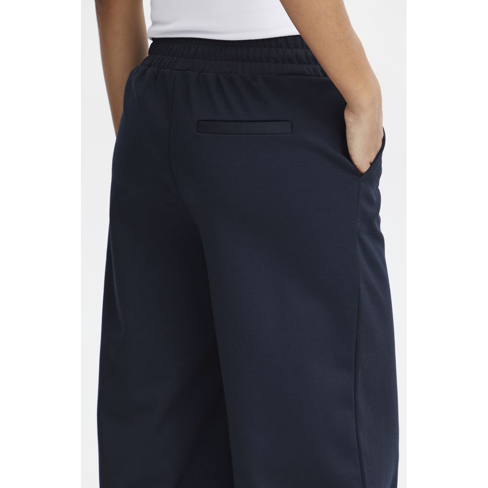 ICHI Blue Recycled Polyurethane Casual Pants