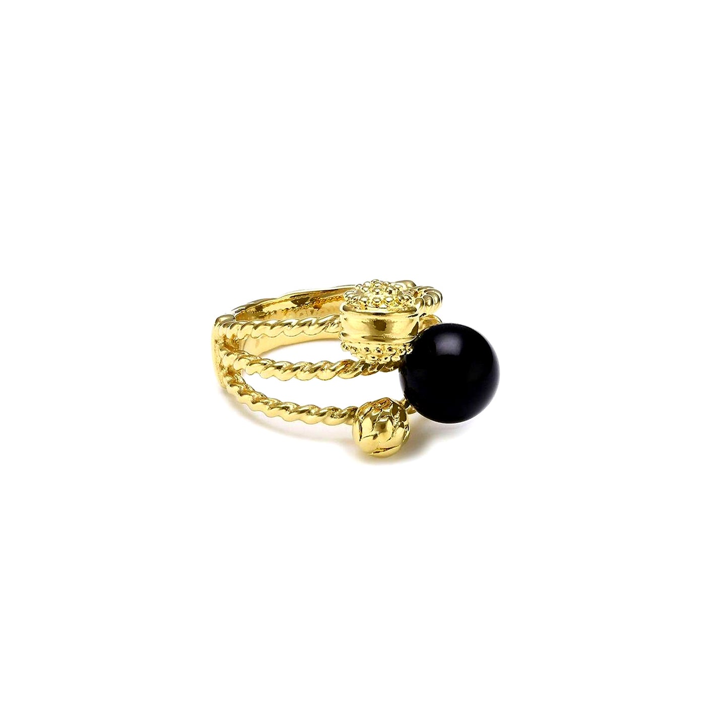 JUST CAVALLI JEWELS JEWELRY Mod. SCXA08012 gold ring with black bead detail