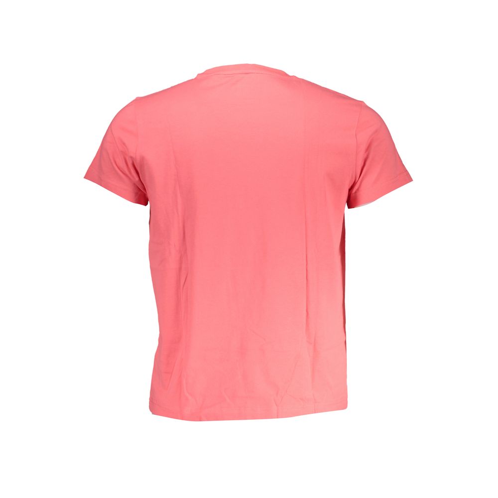 Back view of K-WAY Pink Cotton T-Shirt, short-sleeved crew neck with logo print.