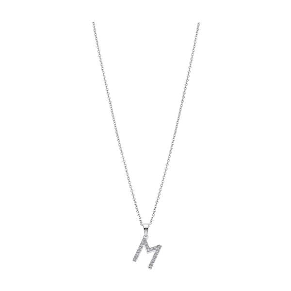 Lotus Jewels Jewelry Mod. LP1958-1/M silver necklace featuring an 'M' pendant with delicate details