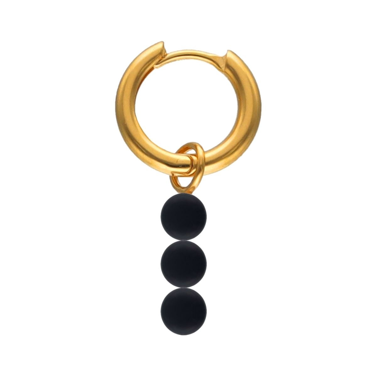 Elegant gold earring with three black beads - MAJORICA JEWELRY Mod. 17535.07.1.E00.909.1