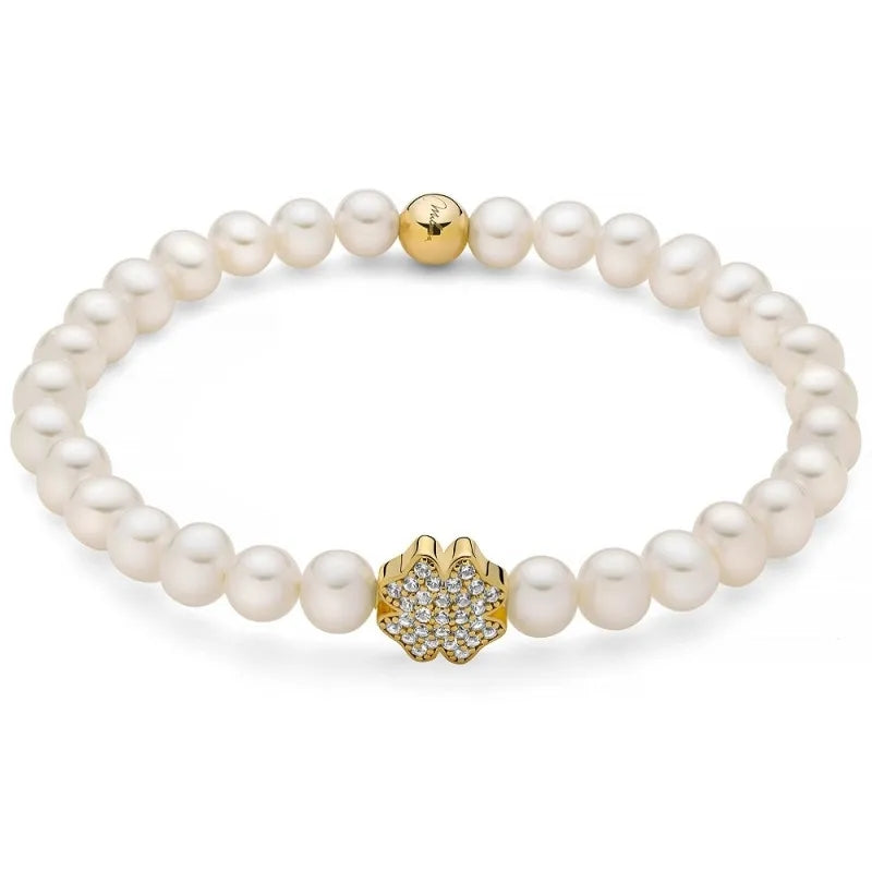 MILUNA Mod. PBR3501G-TPZ pearl bracelet with gold and gemstone accents