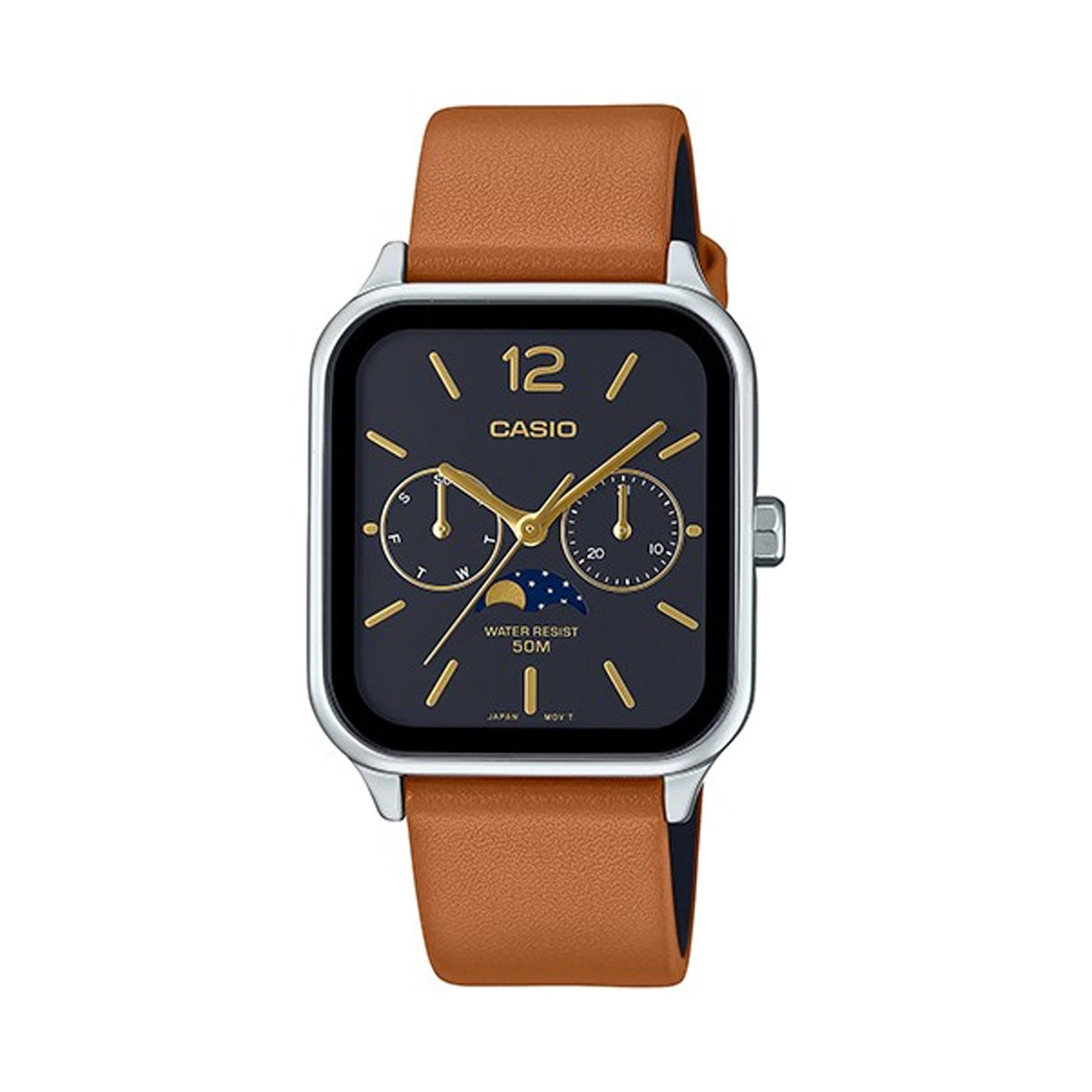 CASIO COLLECTION Mod. MOONPHASES LEATHER - BLACK WATCHES