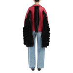 Maison Margiela Faux Fur Trimmed Leather Cape Jacket