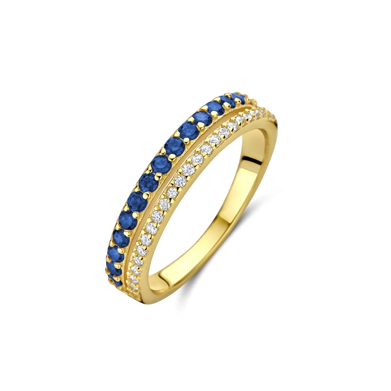 Gold ring with blue and white stones, NEW BLING Mod. 9NB-1576-58 jewelry.