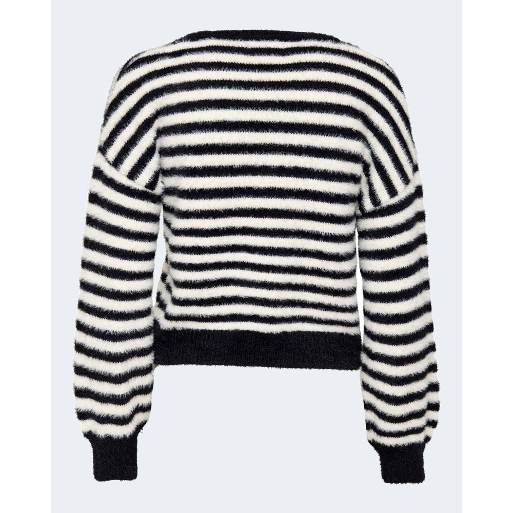 Only Black And White Marabou Sweatshirt with striped design, perfect for casual occasions, made from a nylon and acrylic blend.