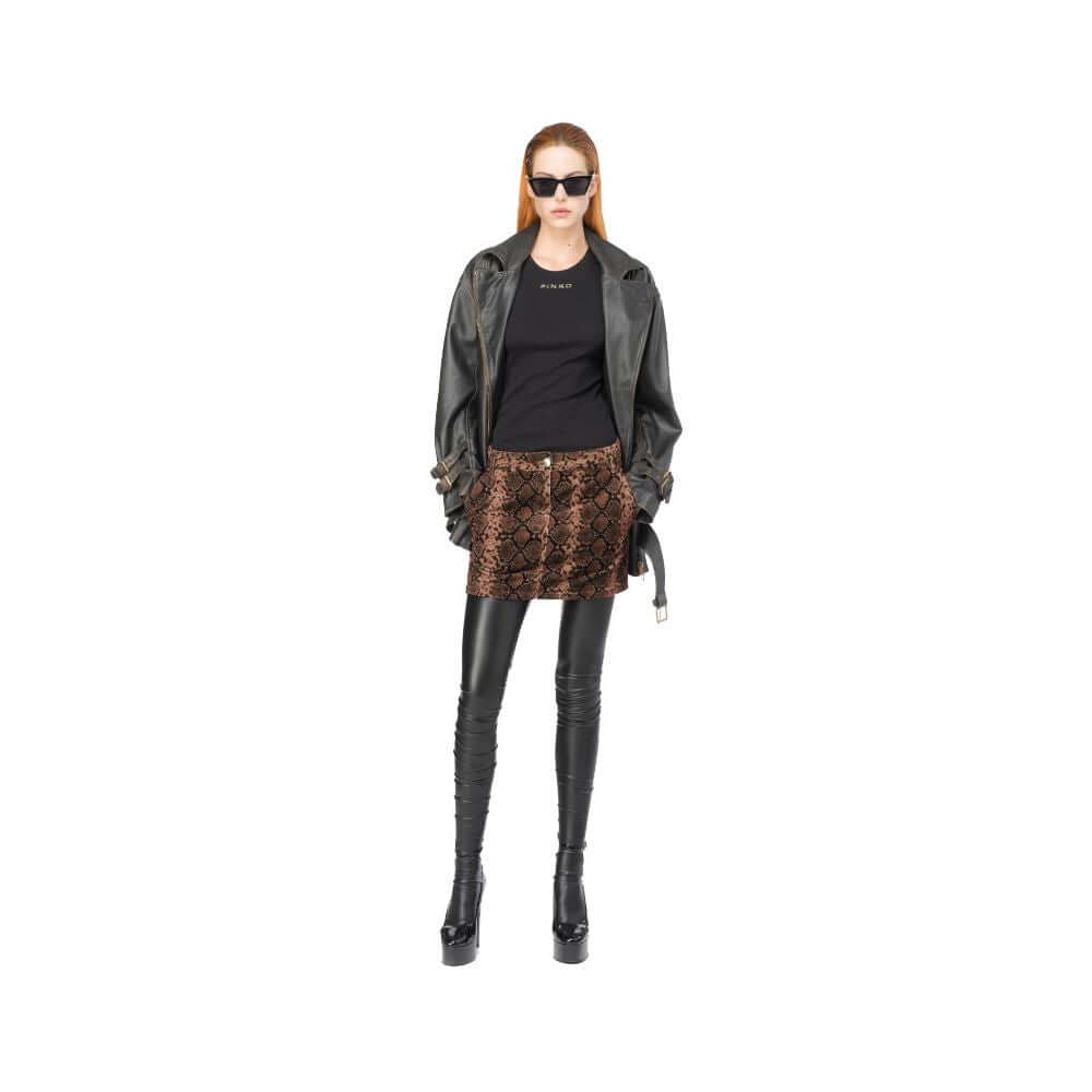 PINKO Brown Cotton Women's Miniskirt
