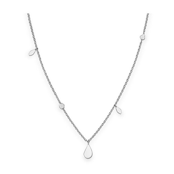 Slim silver chain necklace by ROSEFIELD JEWELS JEWELRY Mod. JSDNS-J056 with delicate teardrop charms.