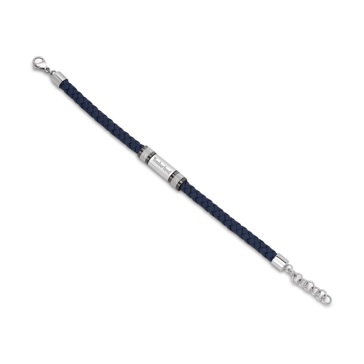 Alt Tag: Elegant bracelet with blue braided cord from TIMBERLAND JEWELS JEWELRY Mod. TDAGB0003202, featuring silver accents.