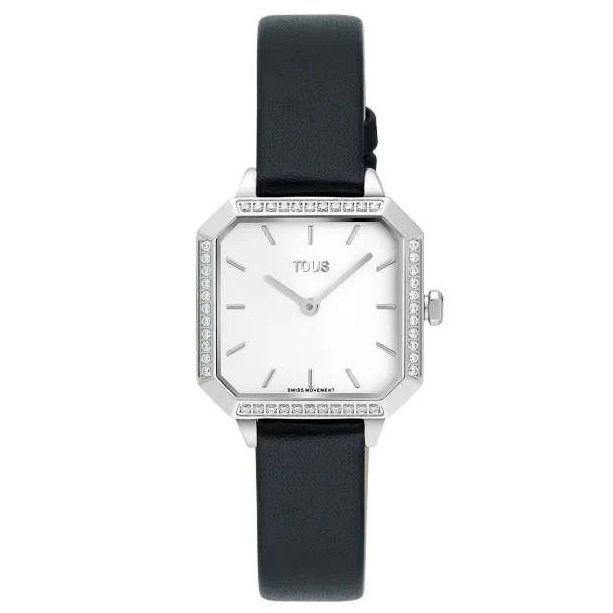 TOUS WATCHES Mod. 3000136800 with a black strap and silver case showcasing square dial design.