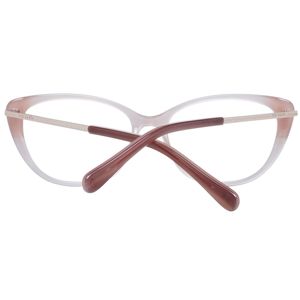 Ted Baker Pink Women Glasses Frame in rose acetate with cat eye style and full-rim design, includes branded case, size 51-15-140.