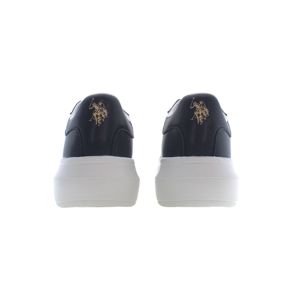 Back view of U.S. POLO ASSN. Blue Polyester Sneaker with logo and white sole